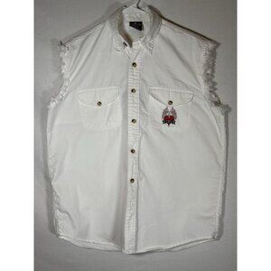 FAST‎ GEAR Bad Girl Biker Sleeveless Button Down Top Size Large Moto 90's Y2K
